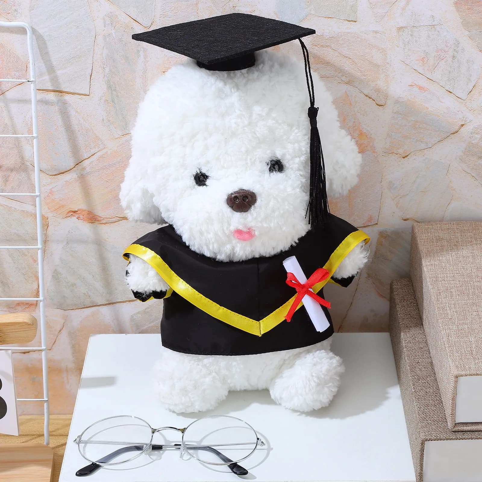 Set Completo di Abiti Fatti a Mano per Orsetti Laureati: Cappello, Sciarpa, Pergamena e Peluche - Abiti per la Stagione della Laurea