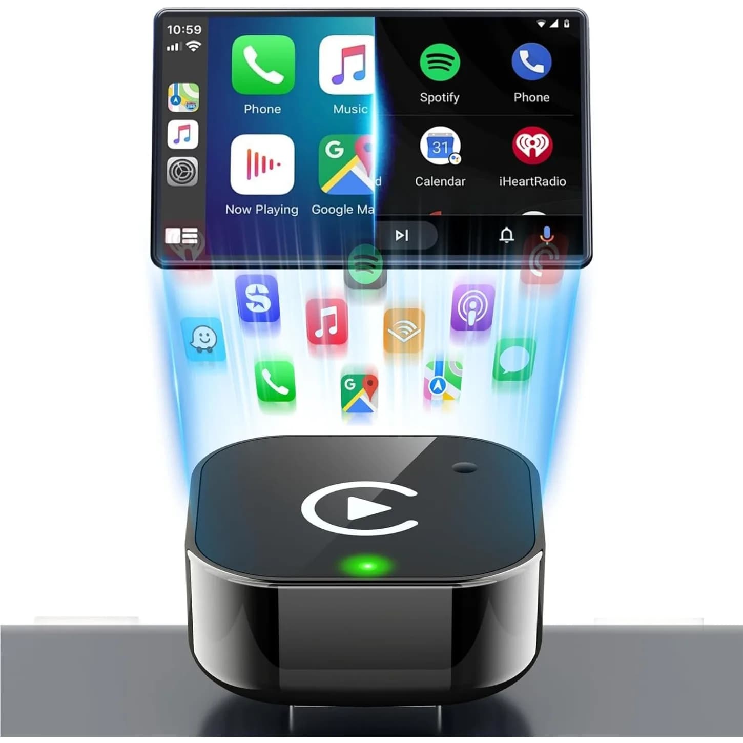 2-in-1 Wireless CarPlay Adapter for IOS & Android Auto, Plug and Play, Fast Auto-Connect & No Latency, Smart Dongle