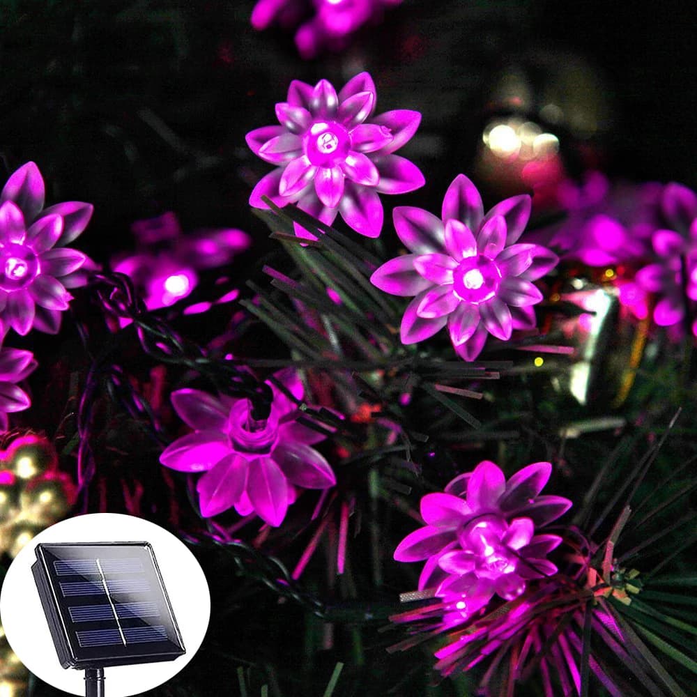 Luci a stringa solare rosa LED per esterni impermeabili Festival Party Garden luci Decorative stringa di luce di fiori di ciliegio di loto
