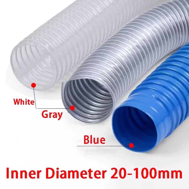 Tubo in PVC trasparente per aspirazione della polvere, tubo di scarico per fumi sottovuoto, tubo dell'aria blu e grigio diametro interno 25-100 mm * 1000 mm, 1 metro