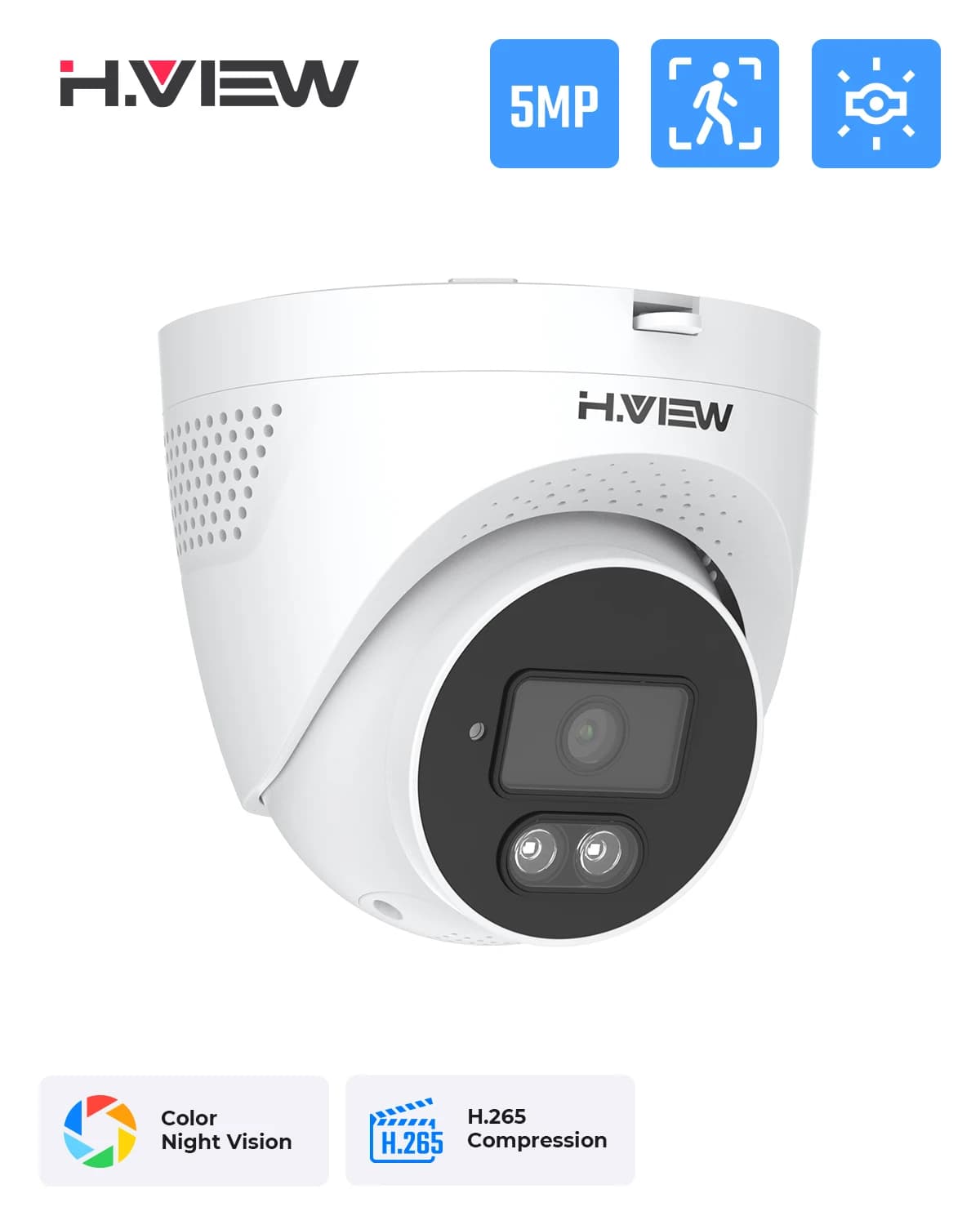 H.View telecamera Ip da 5mp Poe Ai Face Detection telecamere di sicurezza Cctv Dome sorveglianza Audio Video impermeabile per sistema Nvr Onvif