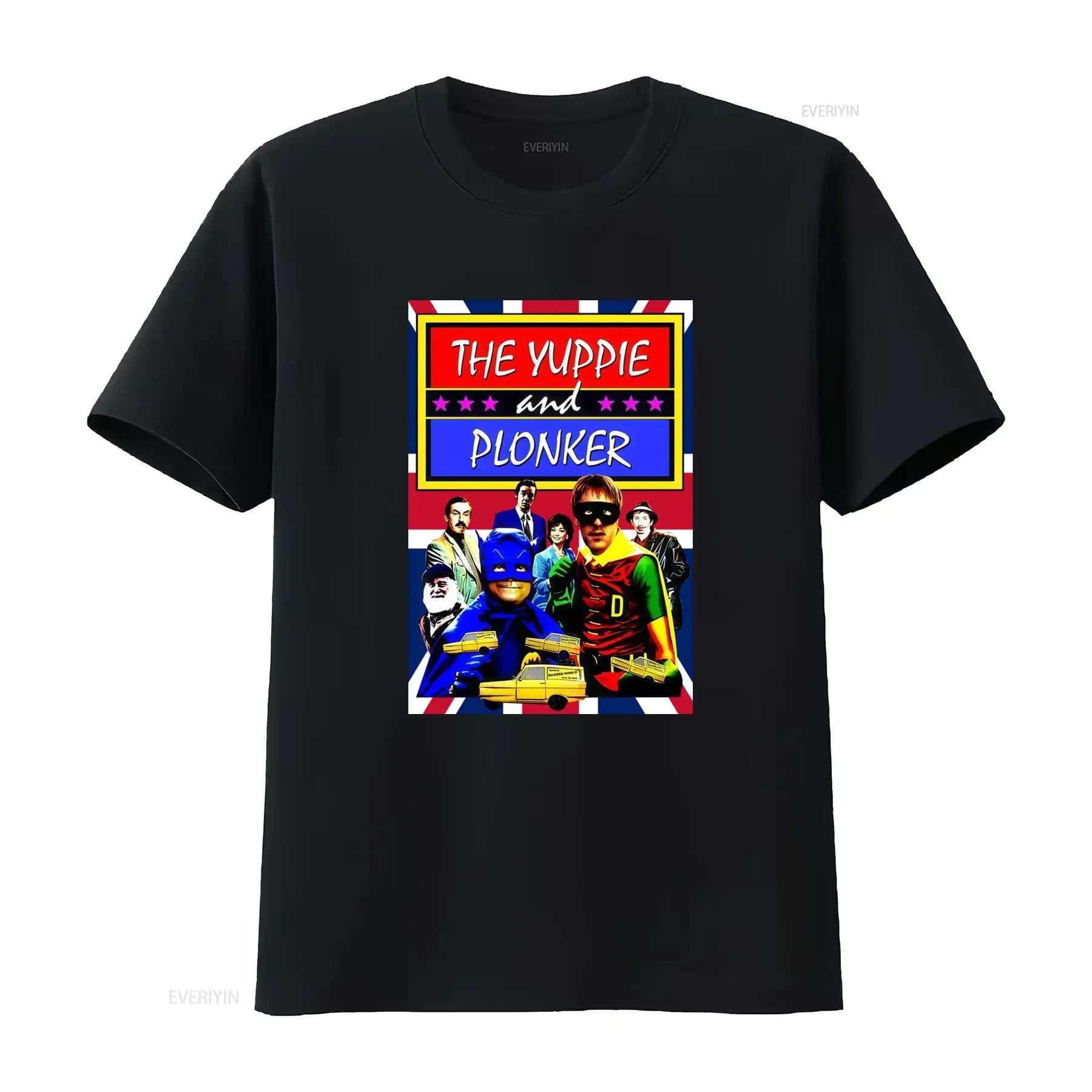 Men'S Vintage 1980s British Comedy TV Show T Shirt The Yuppie Plonker with Iconic Characters Retro 80s Pop Culture Design