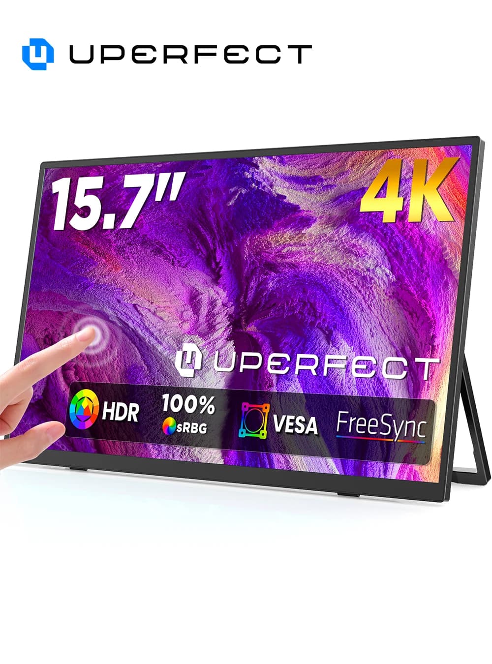 UPERFECT 15.7' 4K Touchscreen Portable Monitor 100%sRGB UHD W/VESA & Stand Ultra-Slim FreeSync HDR Gaming Display for Steam Deck