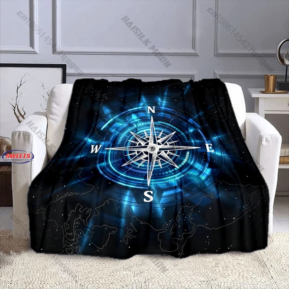 Design ispirato alla bussola, coperta accogliente in vari formati per bambini e adulti, ideale per la camera da letto, il soggiorno o come decorazione per il divano, regalo raffinato.