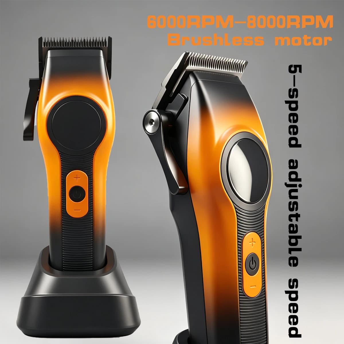 BRDCLIP Tagliacapelli professionale 913 6000-8000 giri/min Motore senza spazzole Regolazione lunghezza a 4 livelli Indicatore LED Taglio capelli uomo