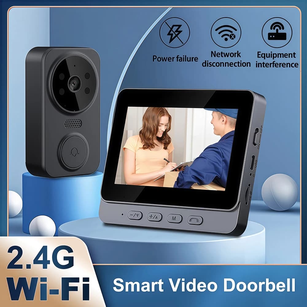 Spioncino intelligente senza fili WiFi Telecamera HD Campanello di sicurezza Visione notturna IR Video citofono Cambio vocale per campanello per monitor domestico