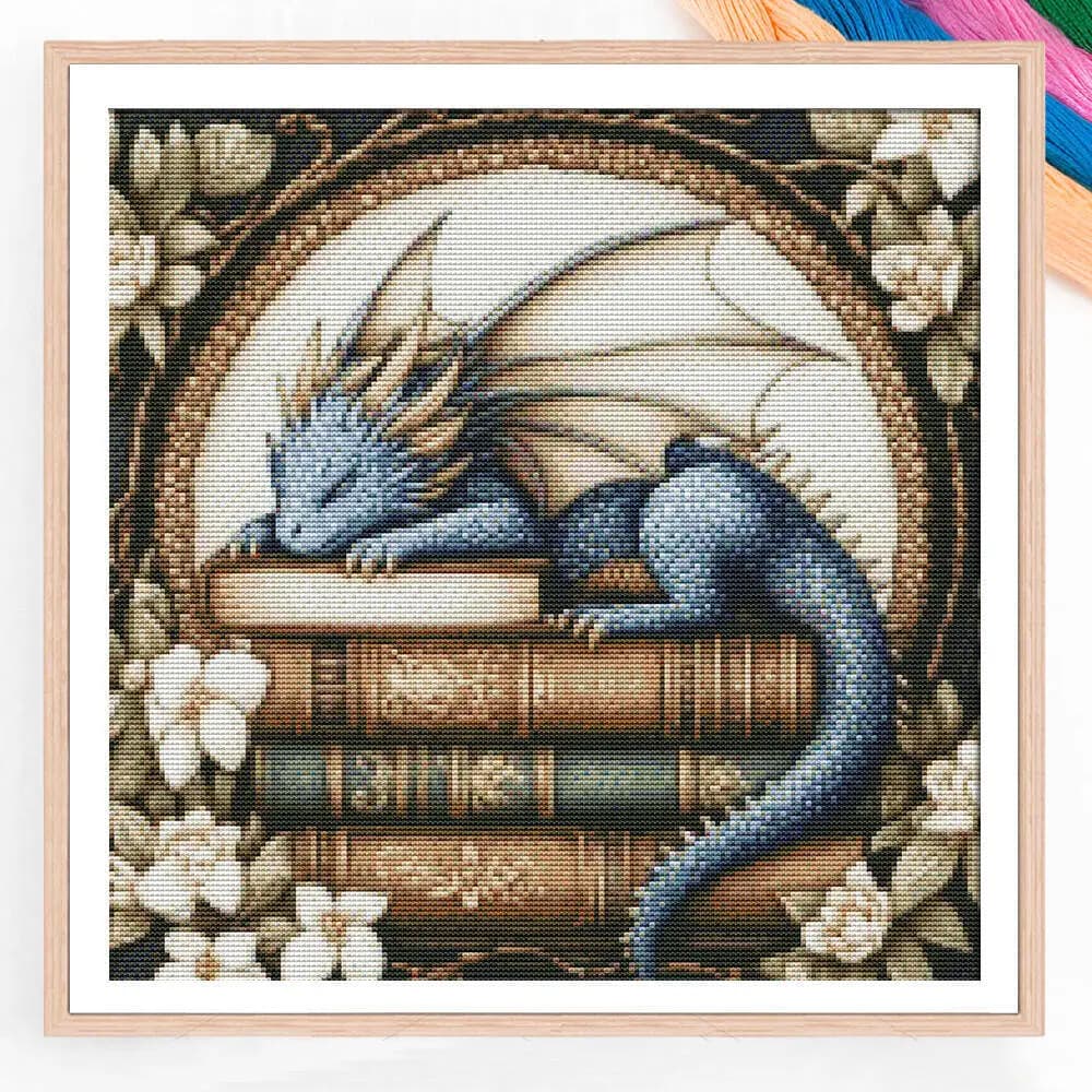 Full Embroidery Animal Pterosaur Book Cross Stitch Cotton 11CT Thread Printed Kit Art Decorative Paintings Handmade Gift