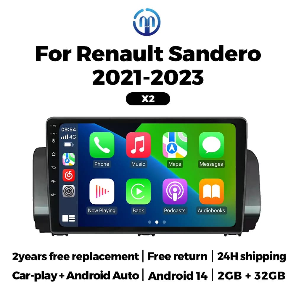 NAVIFLY 4 Core 32GB Wireless Carplay Auto Multimedia Player Autoradio per Renault Sandero 2021-2023 GPS WiFi BT Telecamera posteriore