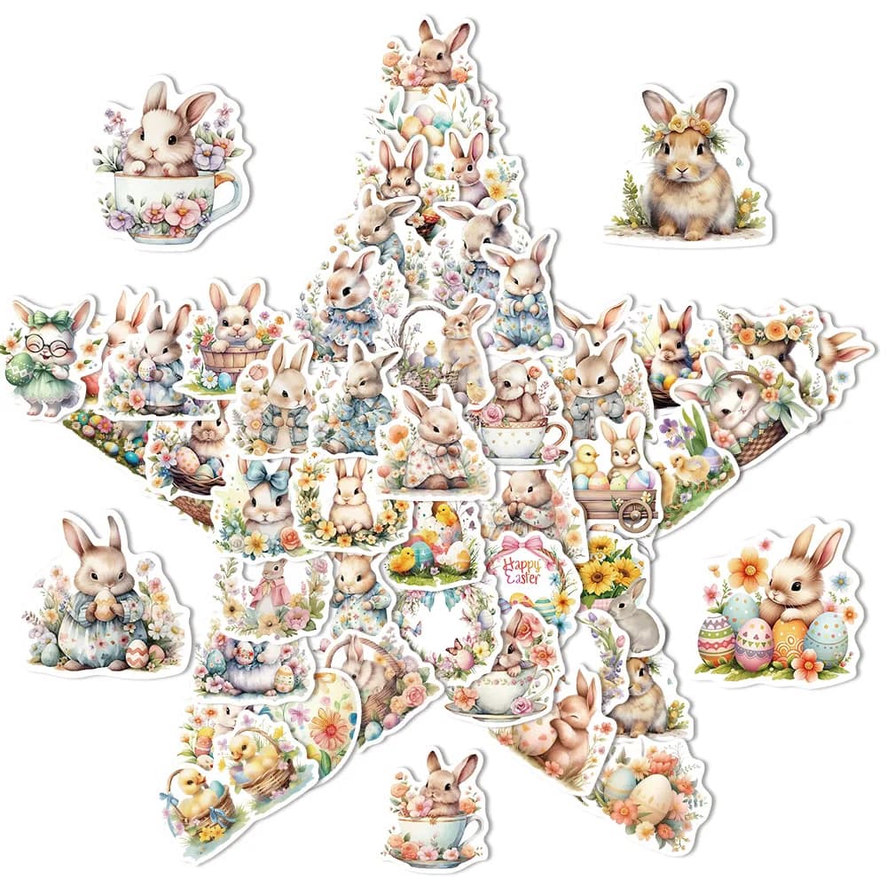 50PCS Creative Easter Egg Picture Graffiti Stickers Laptop Water Cup Phone Case Desktop Waterproof Decoration Stickers