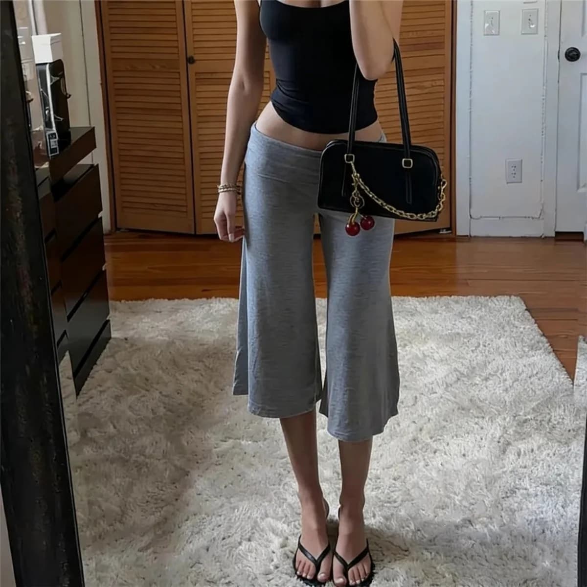 Pantaloni Estivi da Donna a Gamba Larga con Vita Pieghevole, Tinta Unita, alla Moda, Casual, Comodi per Vacanze, Yoga e Streetwear