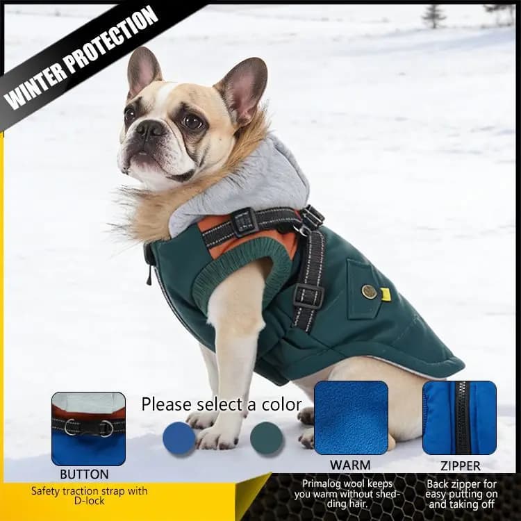 Military Reflective Pet Dogs Coats With Harness Winter Warm Small Dog Thickness Cotton Coat For Large Pets Dogs Puppy Clothes