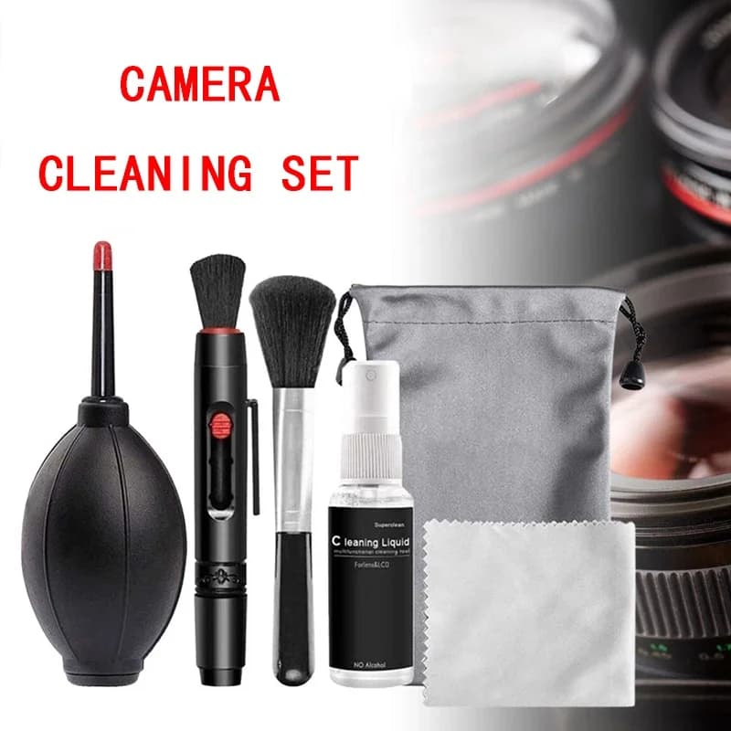6-In-1 Digital Camera Cleaning Kit Professional Air Blower DSLR Lens Cloth Pen Brush Cleaning Tool For Canon Nikon Lens Keyboard