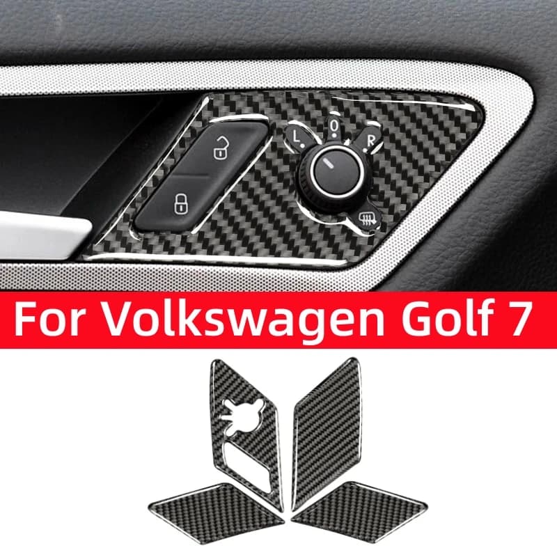 For Volkswagen Golf 7 Gti R Gte Gtd Mk7 2013-2019, Carbon Fiber Decorative Cover for Switch Panel Door Lock, Car Accessories