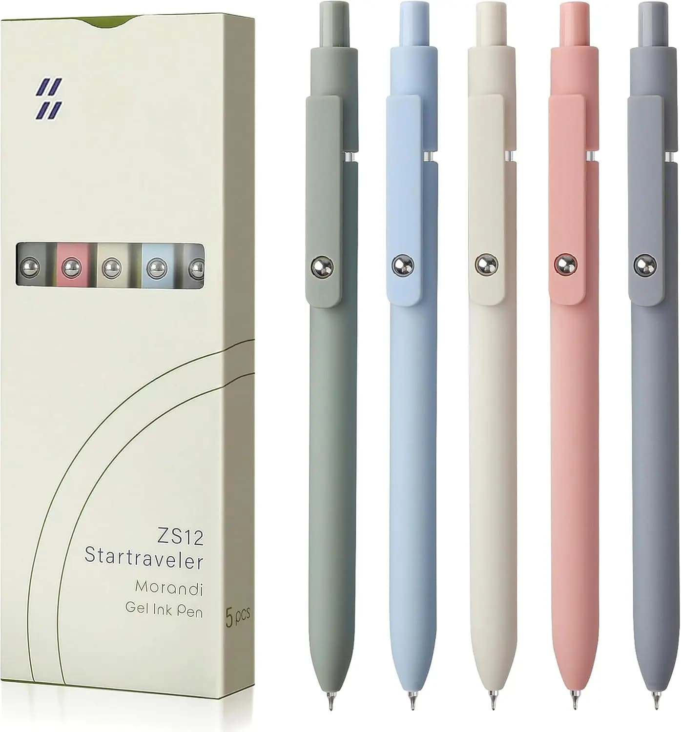 Confezione da 5 Penne Gel Retrattili, Punta Fine 0,5mm, Inchiostro Nero ad Asciugatura Rapida, Scrittura Fluida per Ufficio, Scuola, Casa