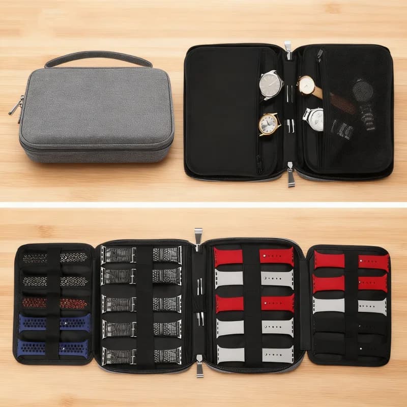 Borsa portaoggetti per 20 cinturini per orologi Borsa per organizer per cinturini per orologi Custodia per trasporto Cinghie per orologi da viaggio Custodia compatibile con cinturino per Apple Watch
