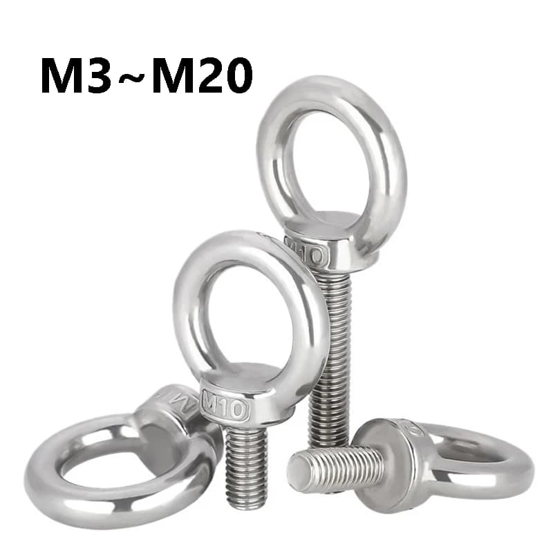 Bulloni a Occhio per Sollevamento M3 M4 M5 M6 M8 M10 M12 M14 M16 M18 M20 in Acciaio Inox 304, Viti a Occhio per Sollevamento Marino per Cavi e Corde