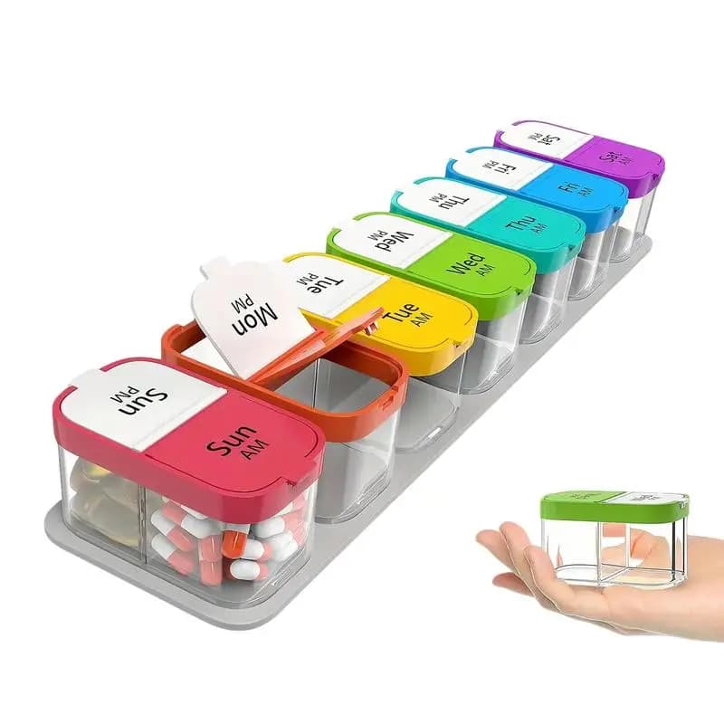 1 pz grande 7 giorni pillole organizzatore-2 volte una scatola XL Am Pm contenitore supporto medicina quotidiana settimanale farmaci pillole organizzatori
