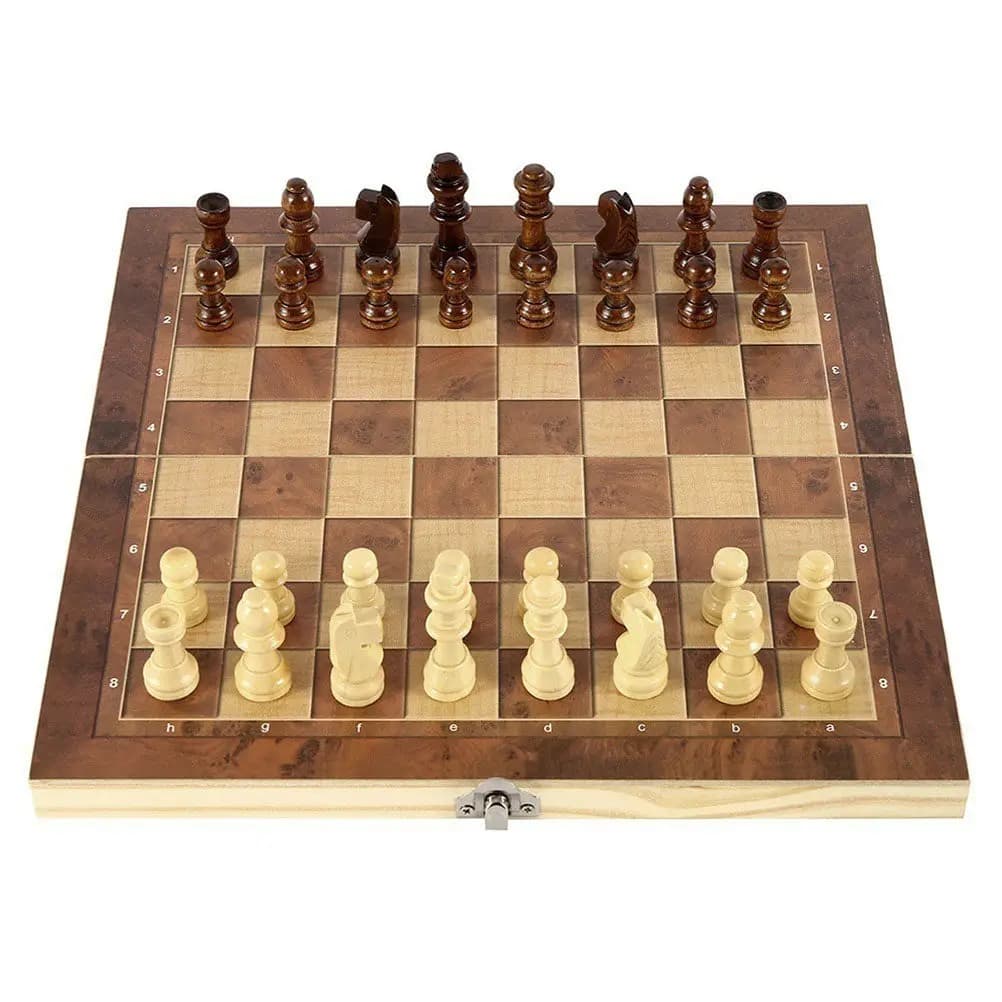 Set Premium 3-in-1 in Legno: Scacchi, Dama e Backgammon Pieghevoli, Tocco Liscio, Gioco Portatile da Viaggio per Famiglia, Ufficio, Scuola