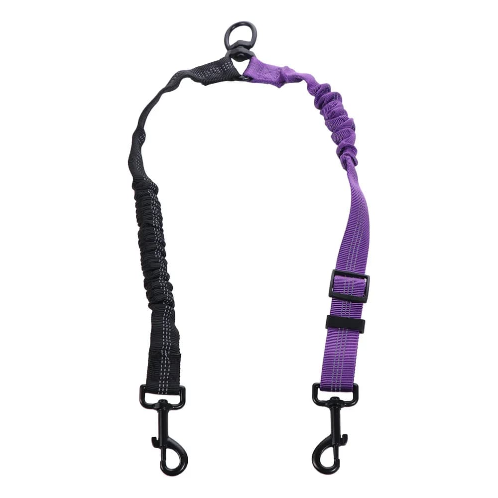 Guinzaglio Doppio per Cani 2 in 1 Riflettente Regolabile con Assorbimento degli Urti a 360° ° Guinzaglio Girevole per Due Cani o Cuccioli