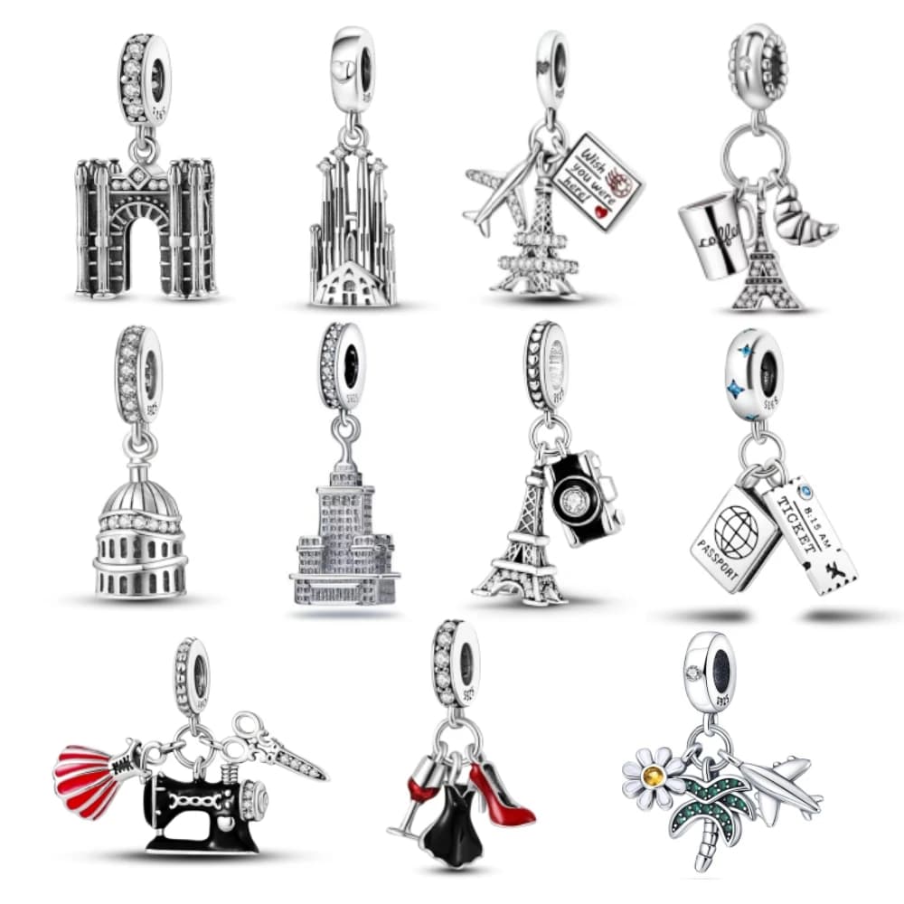 2026 Fashion 925 Sterling Silver Castle Beads Pendant Original Bracelet DIY Charms Beaded Jewelry Women Gift