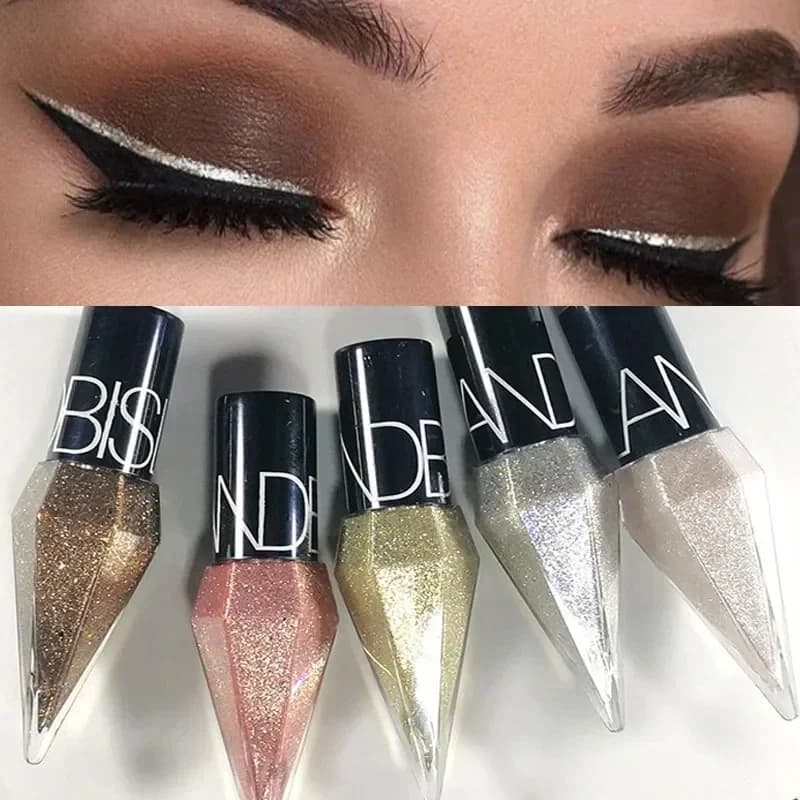 Eyeliner lucidi Pigmento Argento Colore oro rosa Ombretto glitter liquido Eyeliner professionale Cosmetici di bellezza Trucco per le donne