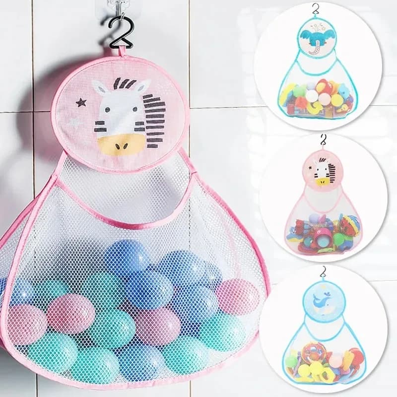 Cute Animal Bath Toy Storage Bag Blue Elephant Blue Whale Pink Zebra Mesh Hanging Basket Organizer for Bathtub Dolls Water Toys