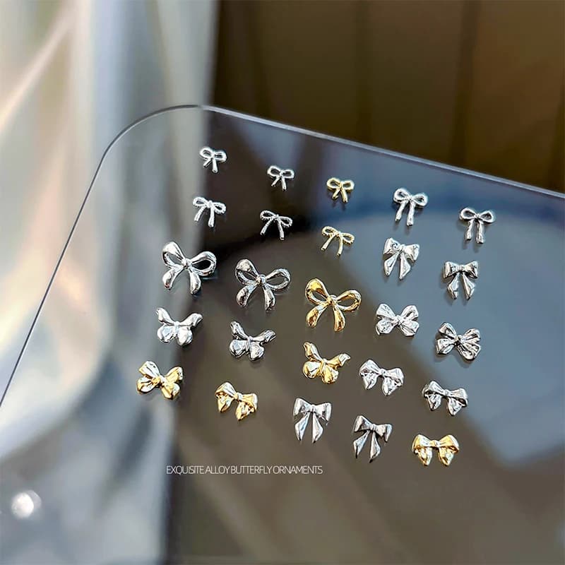 10 pezzi di lusso Kawaii Bow Nail Art Charms 3D lega giapponese papillon gioielli unghie strass decorazione accessori fai da te