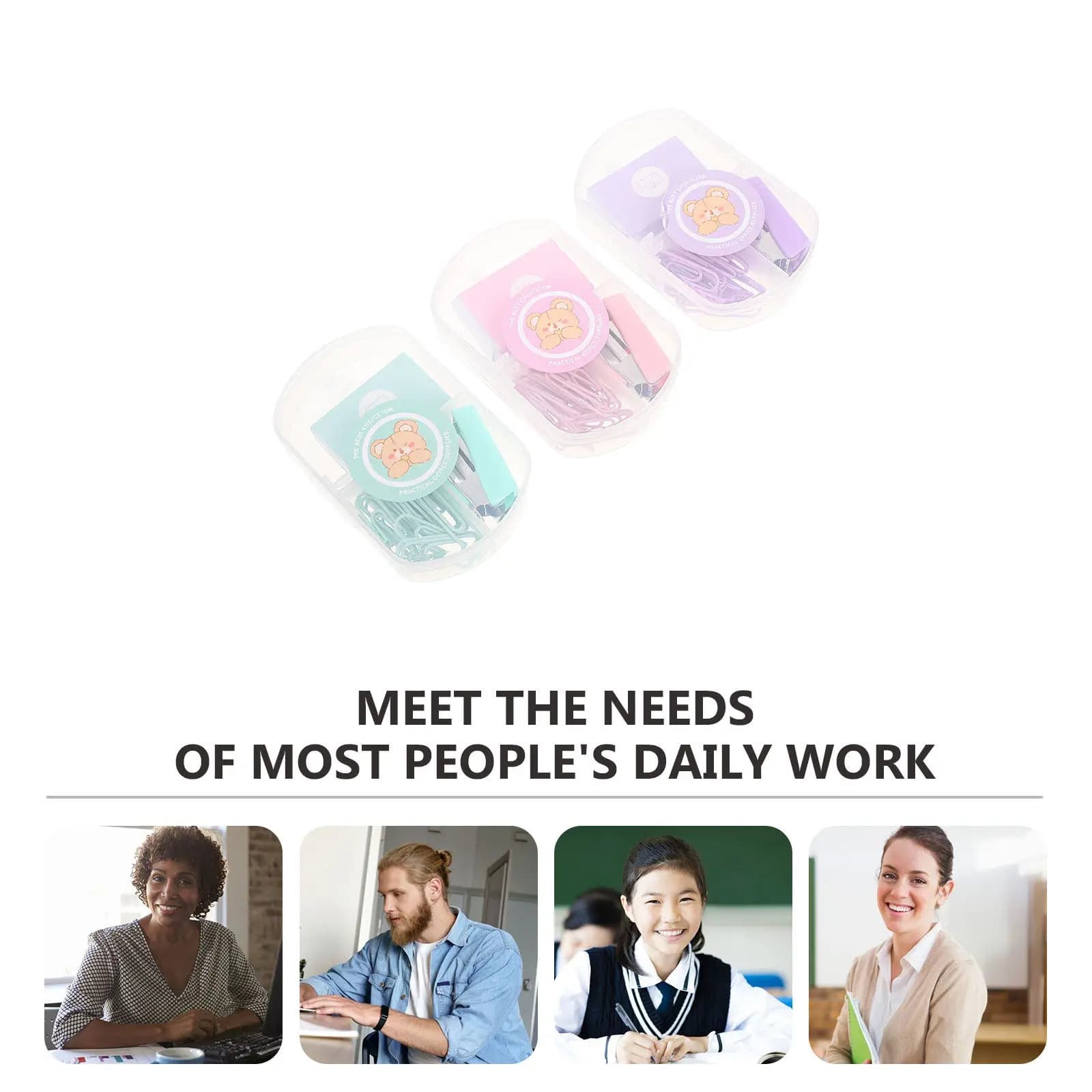 3 set di kit di cancelleria per ufficio, strumenti per rilegatura, clip multiuso, kit di clip per carta, per scuola, casa, ufficio