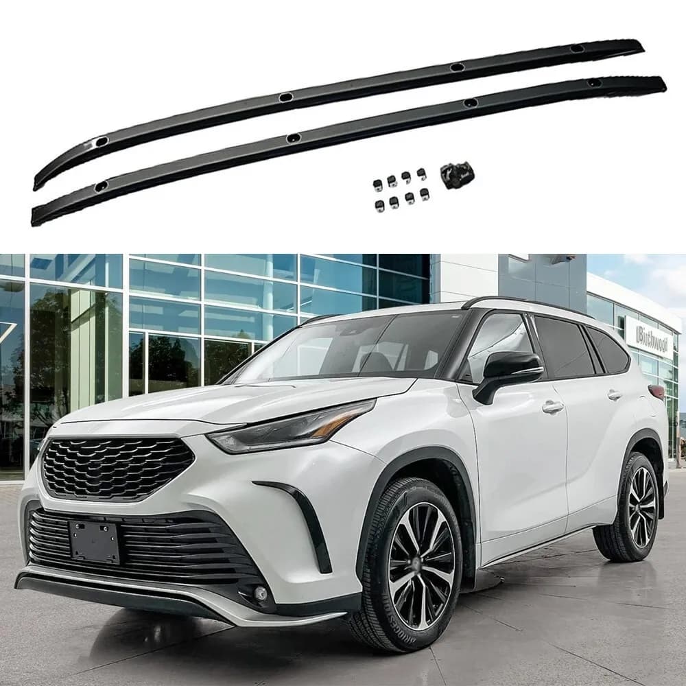 2 Portapacchi da Tetto in Alluminio Nero per Toyota Highlander Kluger 2020-2025