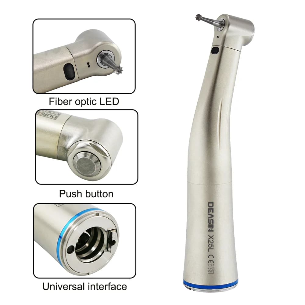 Deasin Dental 1:1 fibra led ottica a bassa velocità Max NSK X25L contrangolo manipolo anello blu Fit micromotore elettrico manipolo dentale