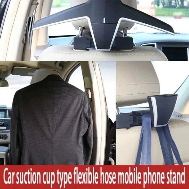 Supporto per telefono da auto da appendere al poggiatesta, gancio multifunzionale per sedile posteriore, portaoggetti per vestiti e borse, accessorio universale da viaggio per interni auto