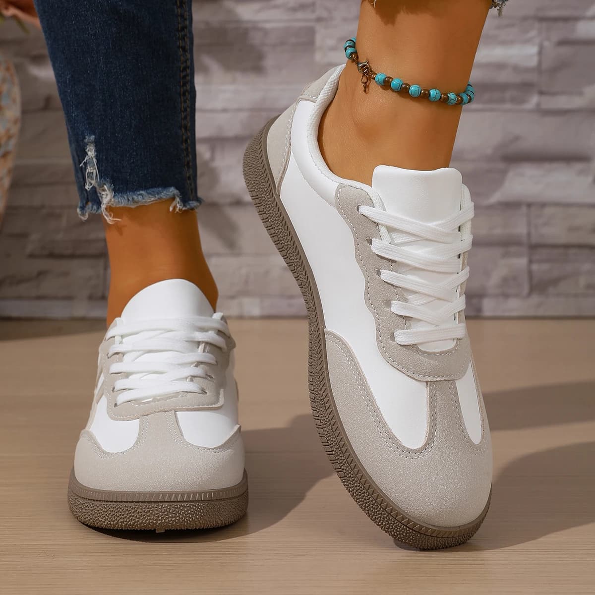 Nuove Scarpe Casual Eleganti con Punta Rotonda per Donna, Primavera e Autunno, Bestseller, con Lacci Antiscivolo, Scarpe da Corsa