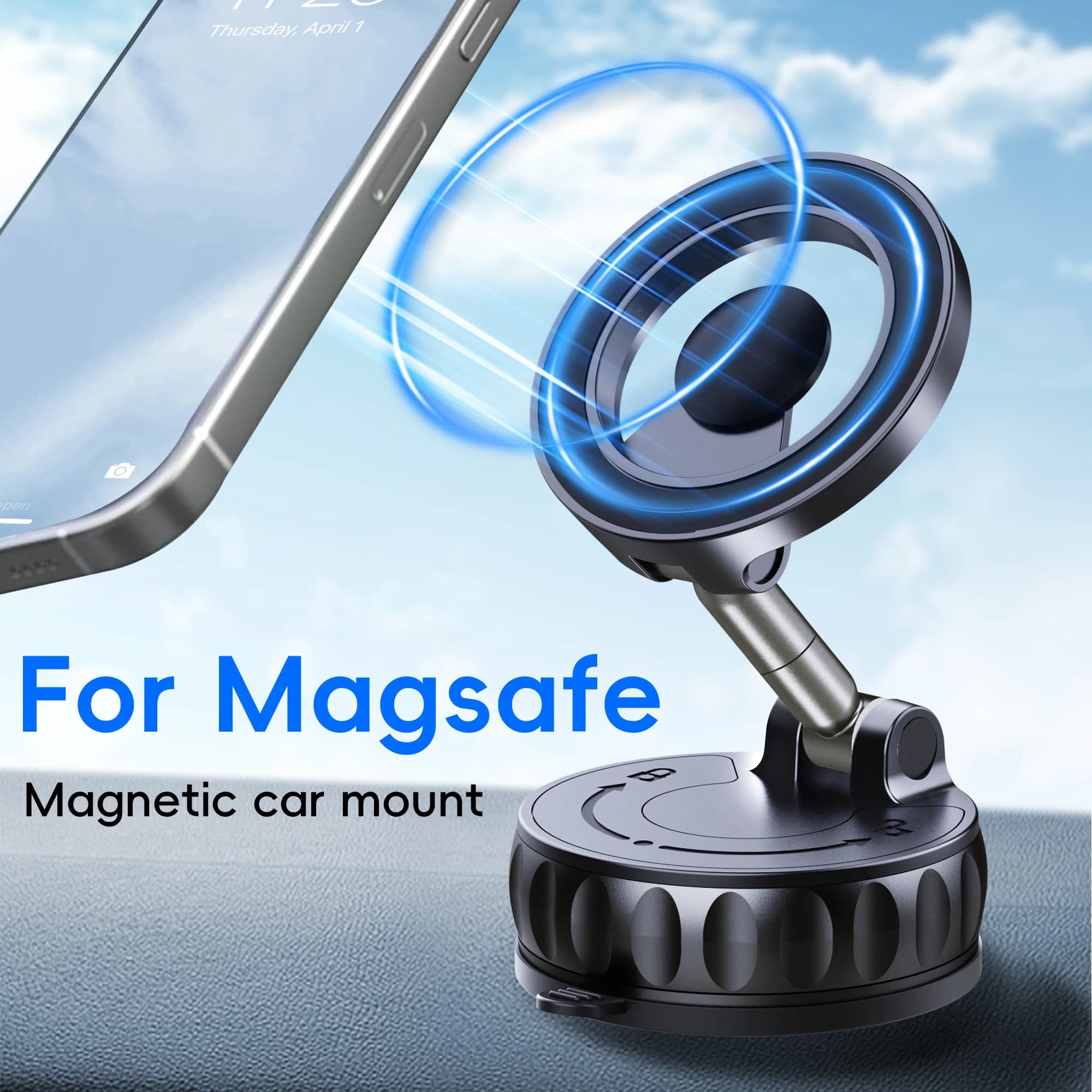 Car Phone Support for Magsafe, 360 ° Adjustable Support for Phone by Car, Phone Door for Auto/Palestra/Retrovisor Mirror for iPhone and Android