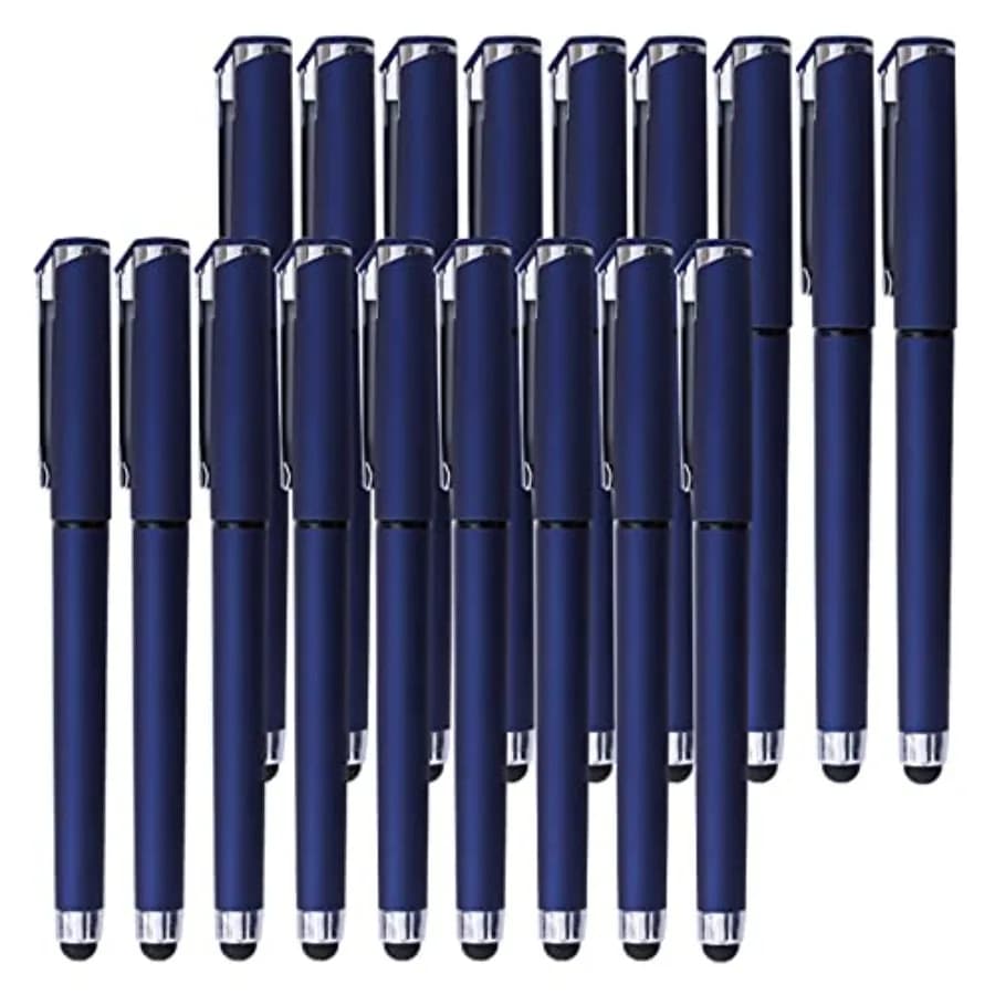 Black Gel Ink Rollerball Pens 0.7mm Gel Pens 2-in-1 Stylus Pens Medium Point Pen for Office, Black Ink