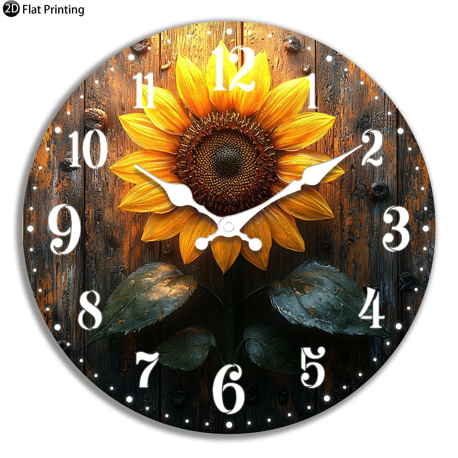 Orologio da parete silenzioso in legno Girasole contro lo sfondo Orologio analogico al quarzo per la vita dell'ufficio della fattoria Regalo di Capodanno di Halloween