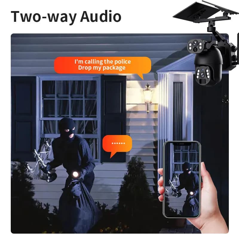 6MP Dual PTZ Lens UBOX/i-Cam+ APP Full Color Solar Power IP Dome Camera AI Humanoid Detection Home Security CCTV Baby Monitor