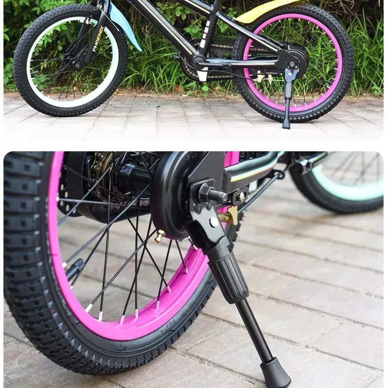Cavalletto per bici per bambini Cavalletto da parcheggio per carichi pesanti Supporto per tutore per piede per bambini Supporto laterale per bicicletta 12 14 16 18 Ruote da 20 pollici