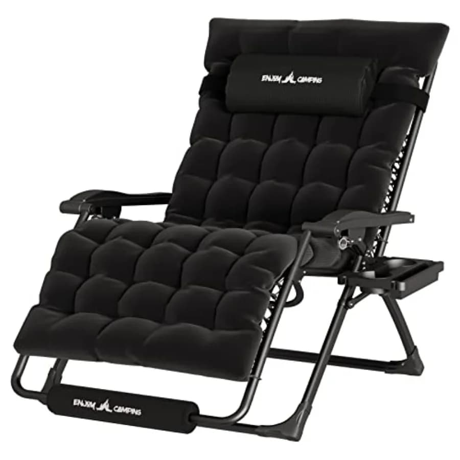 XXL Zero Gravity Thickness Chair with 33 Inches with Bearing, Reclining Foldable by Exterior with Wallet
