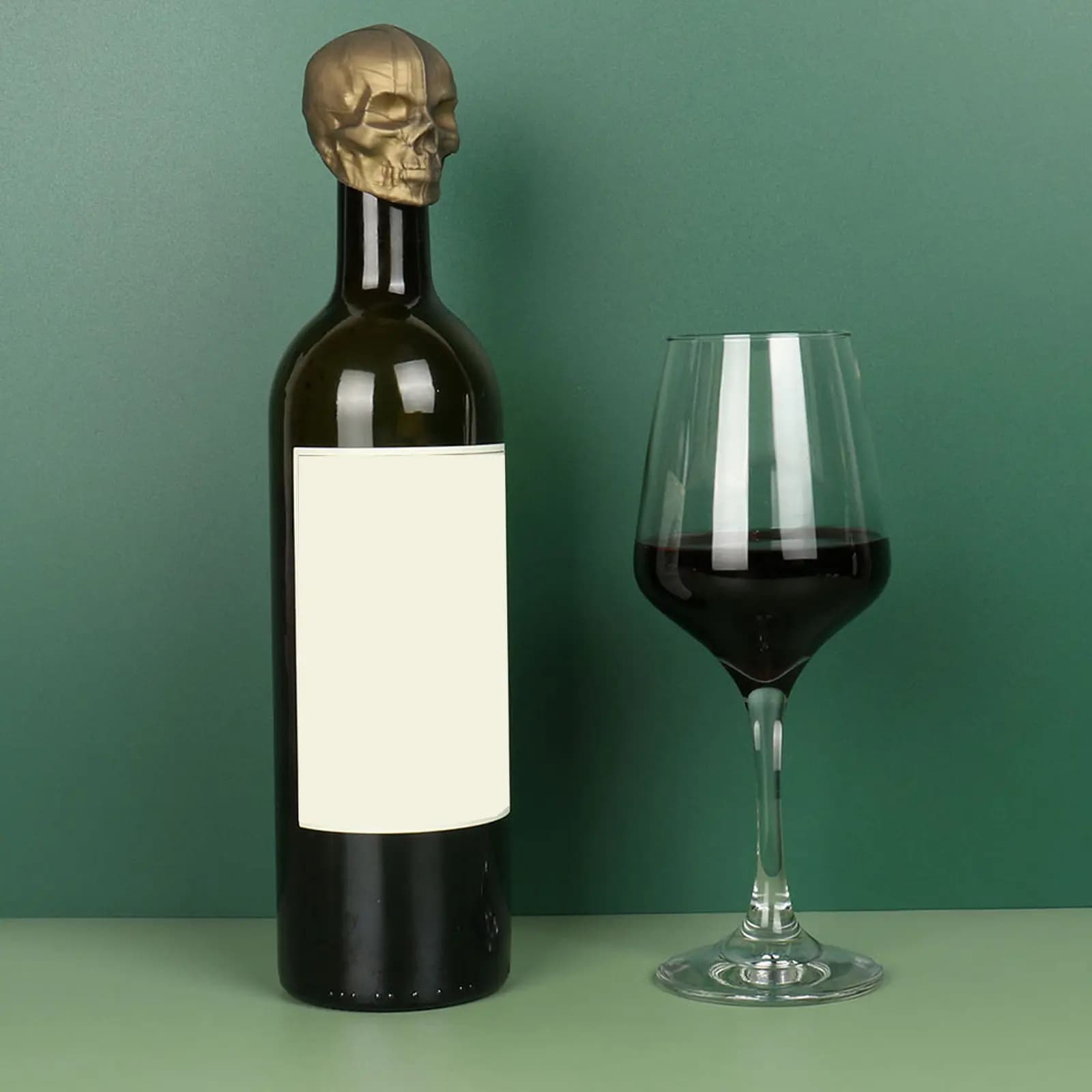 2 Pezzi Tappo per Vino in Silicone a Forma di Teschio, Sigillante Ermetico Antigoccia per Bottiglie di Vino, Soda, Olio, Regalo Creativo di Halloween