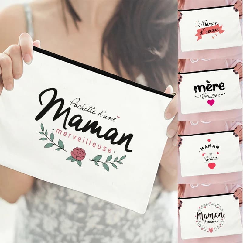 Best Mother French Print borse per il trucco da donna custodia per cosmetici custodia per il lavaggio femminile regali maraine Organizer per articoli da toeletta da viaggio