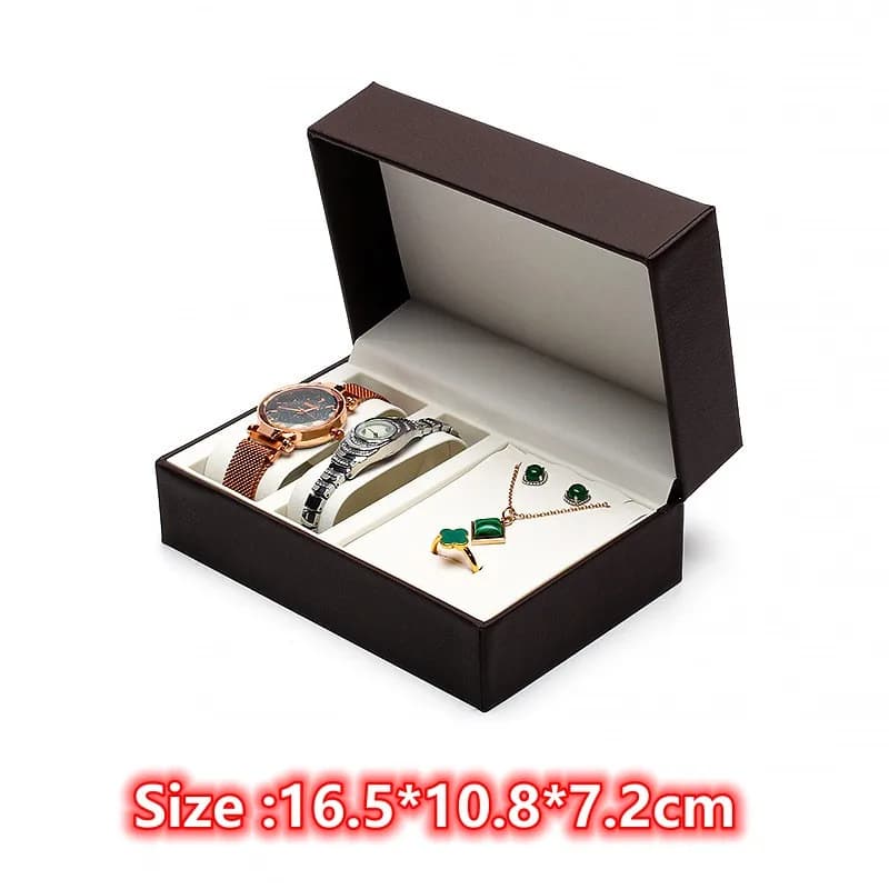 Moda doppio cuscino scatola per orologi scatola di immagazzinaggio di gioielli scatola di immagazzinaggio di gioielli in pelle PU coppia collana Brecalet orecchino custodia regalo all'ingrosso