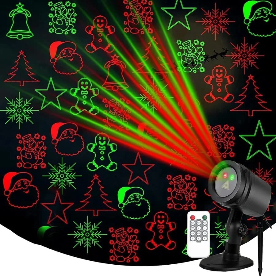 Nuovo Proiettore Laser Natalizio 2026 per Esterni, 12 Motivi, Luci LED per Palcoscenico, Spettacolo di Stelle Rosse e Verdi, Fari per Feste e Paesaggi