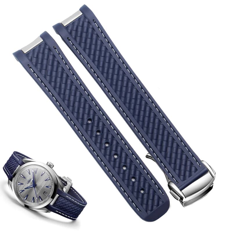 20mm Rubber Silicone Watch Strap Fit For Omega Seamaster 300 AT150 Aqua Terra Ultra Light 8900 Steel Buckle Watchband Bracelets