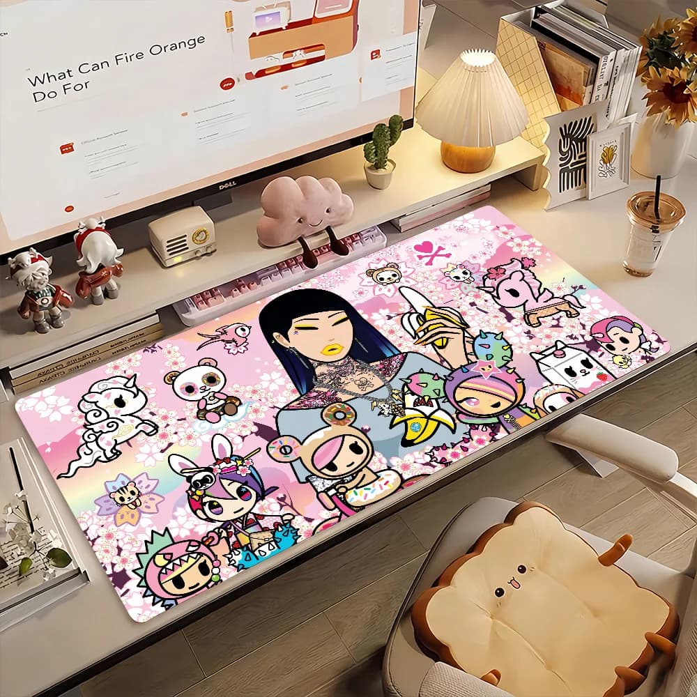 Tappetino per mouse alla moda T-Tokidoki-S, in gomma antiscivolo, per giocatori, tappetino per computer, decorazione, tappetino da scrivania, per laptop, ufficio, grande