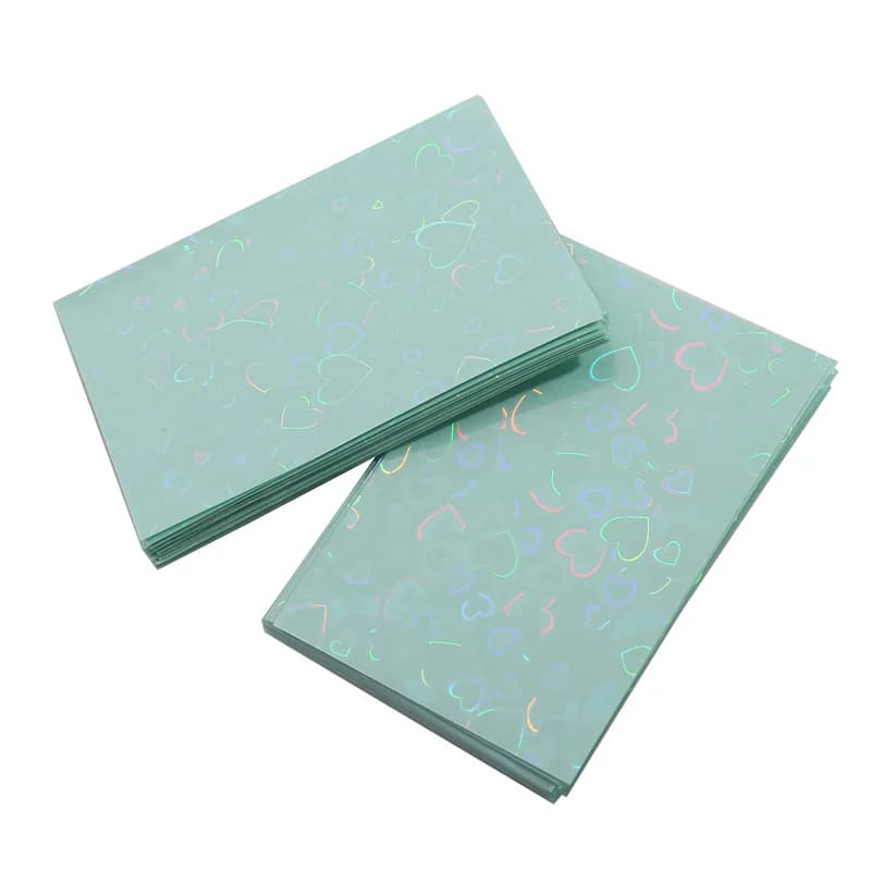 50pcs/Pack Colorful Laser Heart Card Film Heart-Shaped Glittering Protection For ID Student Game Cards 3 Inch PVC Card Sleeves