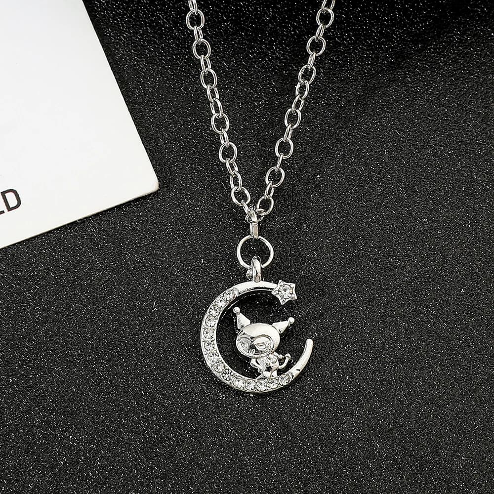 Fashion Kuromi Moon Style Pendant Necklace Simple Personalized Cute Accessory Festival Jewelry for Girls