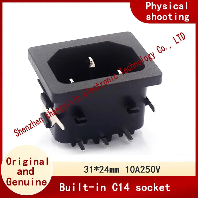 Presa per scatola di alimentazione C14 10A250V 31 * 24mm Presa per inserto scheda con staffa in ferro