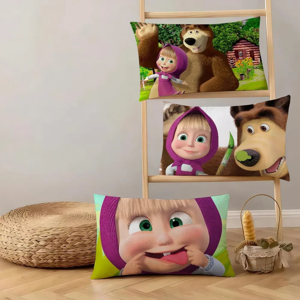 cute baby Cartoon m-M-Mashas and B-Bears cushion cover Rectangle Pillow Cover Home Sofa living Room hogar Coffee Shop Pillowcase