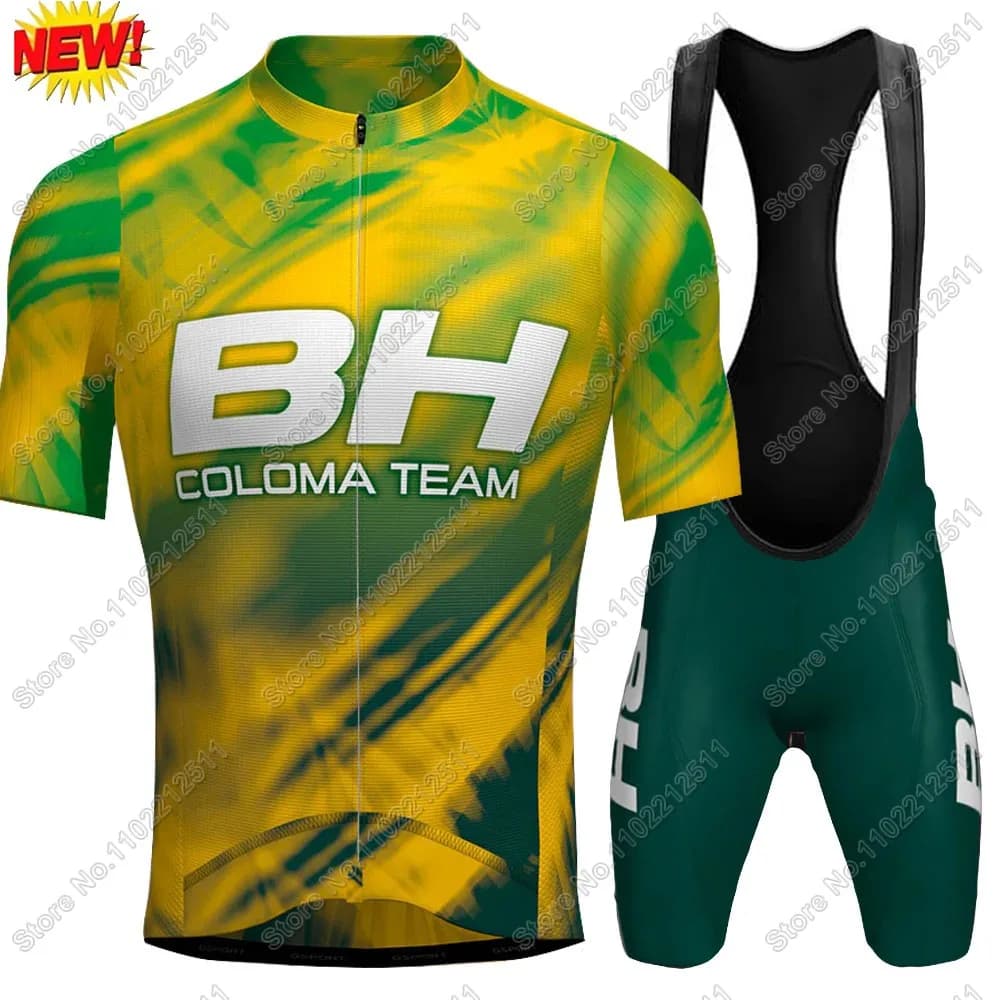 Brazil 2025 BH Coloma Team Cycling jersey Set Short sleeves Green Aero Clothing Road Bike Shirts Suit Shorts with bicycle straps Clothing MTB