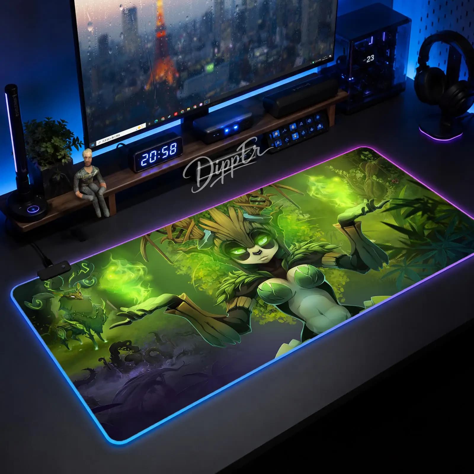Tappetino per Mouse da Gioco Dofus, Tappetino XXL RGB per Scrivania, Tappetini LED per Tavolo, Tappetini Retroilluminati in Gomma per Desktop